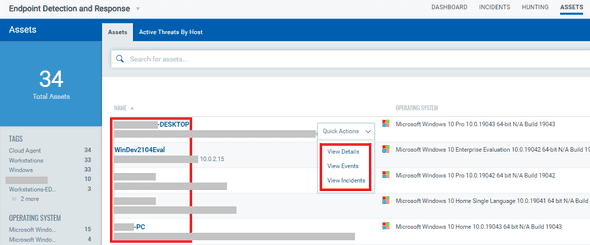 EDR User Interface / ASSETS