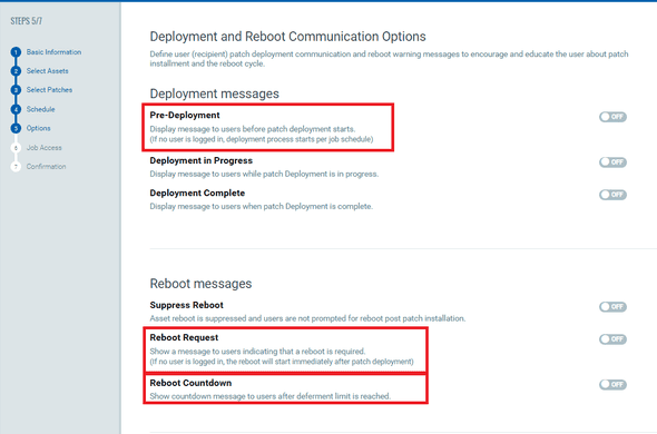 Deployment and Reboot Communication Options