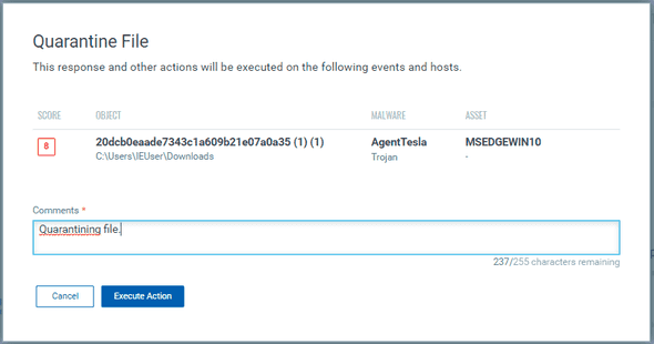 Quarantine files on process tree