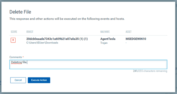 Delete file on process tree