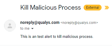 Response Action alert email