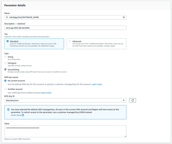Adding our secrets to Parameter Store