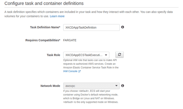 Creating Task Definition