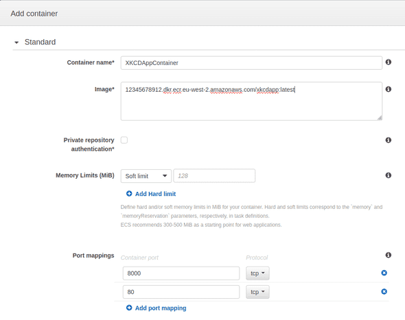 Adding a container to XKCDAppTaskDefinition
