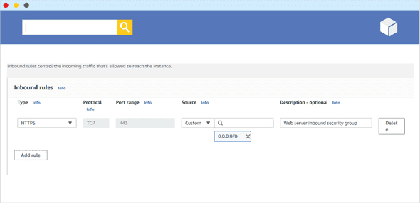 Security Group Rules for Example Scenario