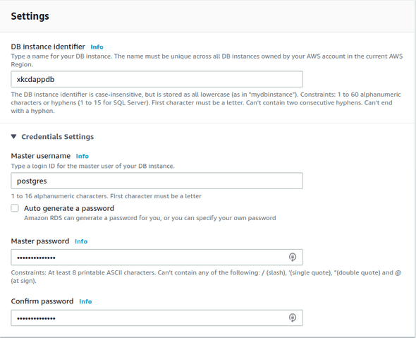 Database Settings and Credentials