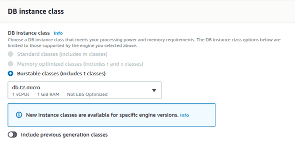 Database Instance Class