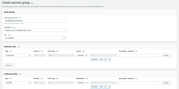 Configuring RDS Security Group