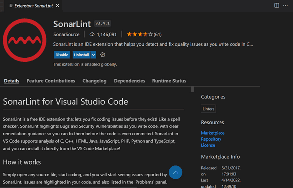 sonarlint visual studio code