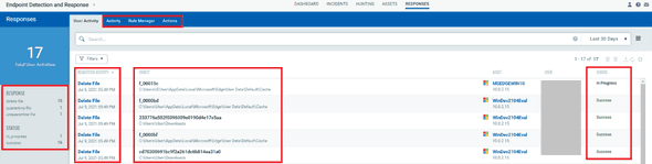 EDR User Interface / RESPONSES
