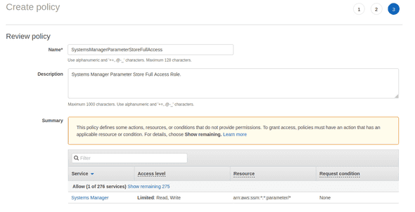 Creating Parameter Store IAM Role